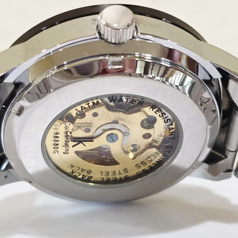 IK Colouring Skeleton Automatic Mechanical Gold Clockworks Men's Wrist Watch